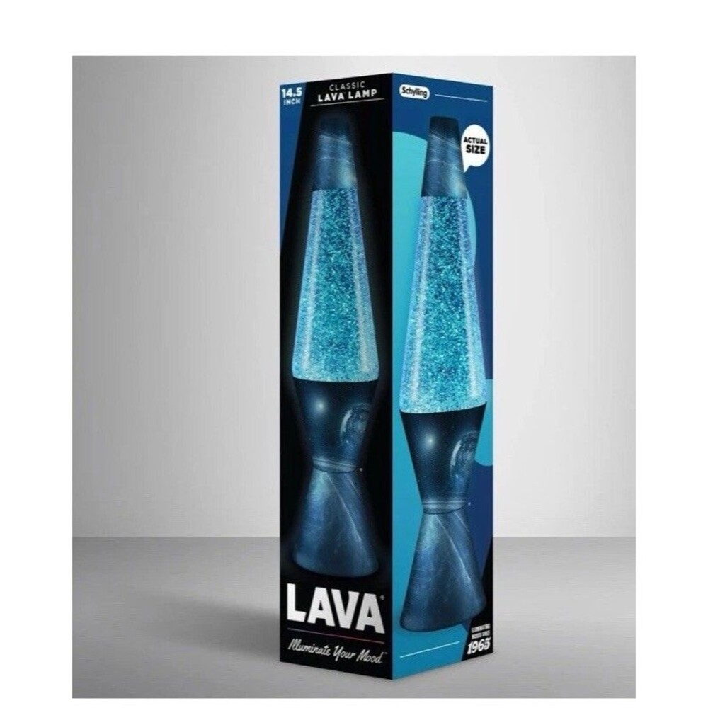 Azure Galaxy 14.5” Lava Lamp Schylling Silver Glitter Blue Liquid - Picture 5 of 6